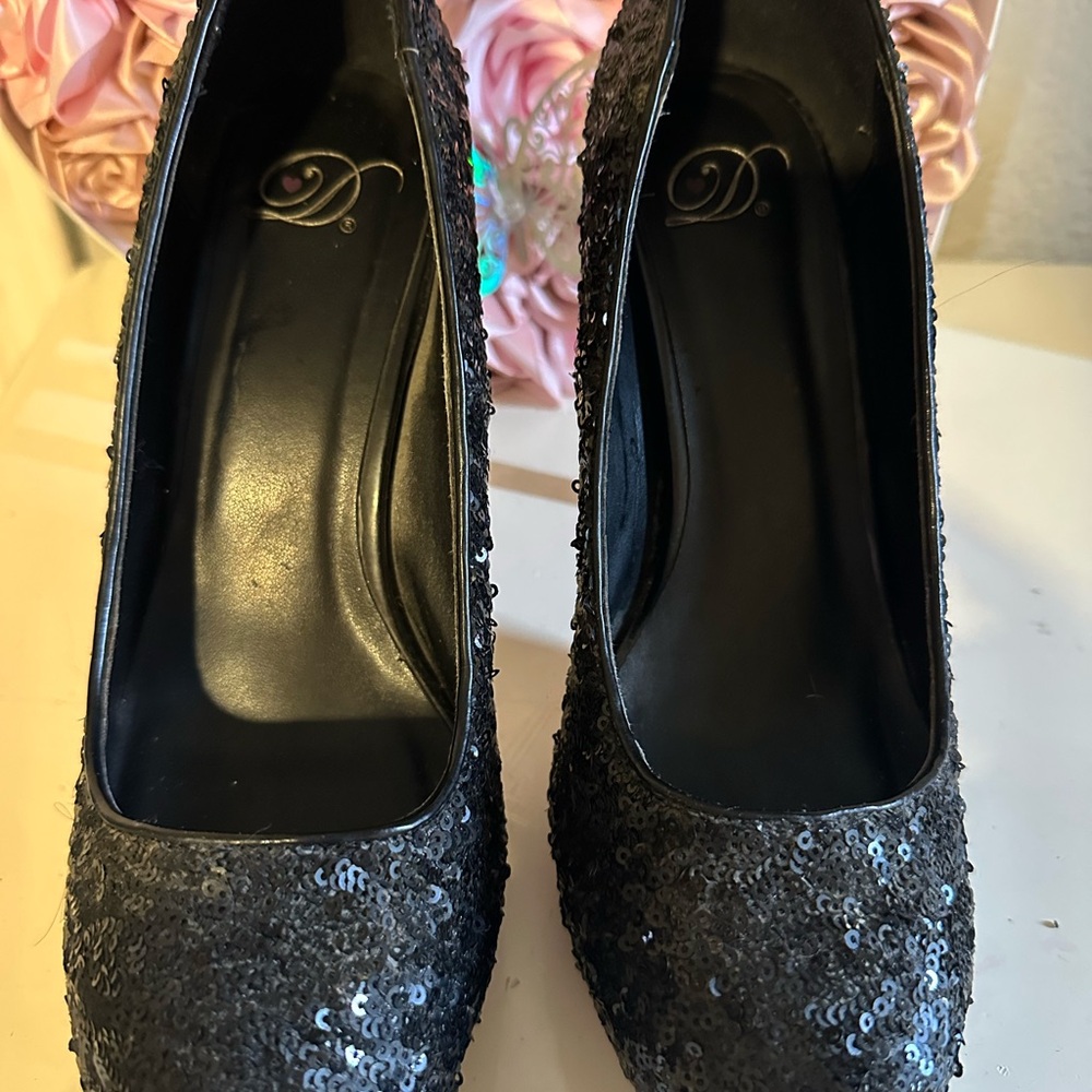 Elegant Black Sequin Women's Shoes